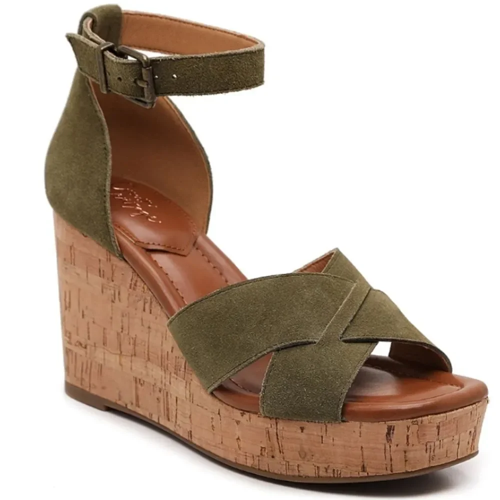 CROWN VINTAGE ANKLE STRAP ESPADRILLE PLATFORM WEDGE SANDAL